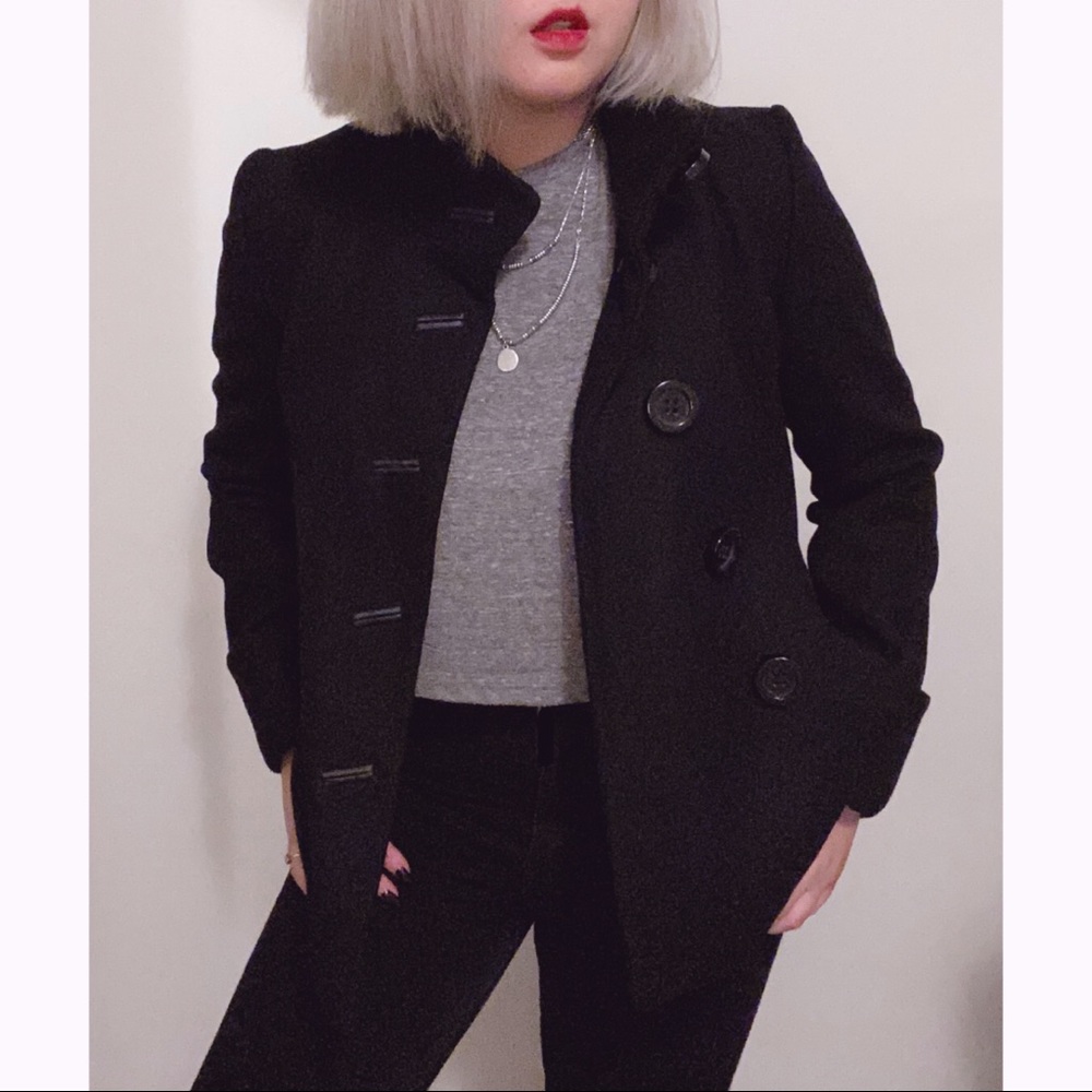 1 Madison Black Wool Blend Coat Jacket XS